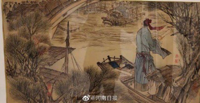 躲在你怀里《清明上河图传奇》手绘原稿在汴展出插画欣