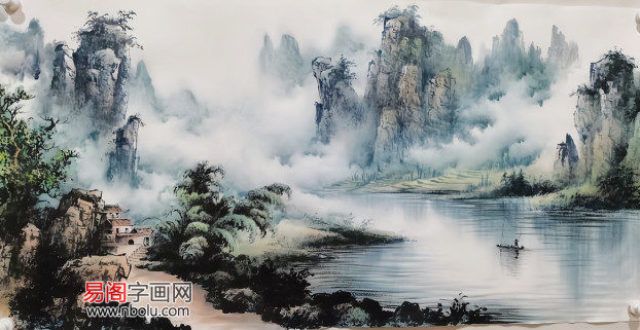 科作品欣赏周国民当代彩墨山水画：天近星辰，山深世界清弗拉基