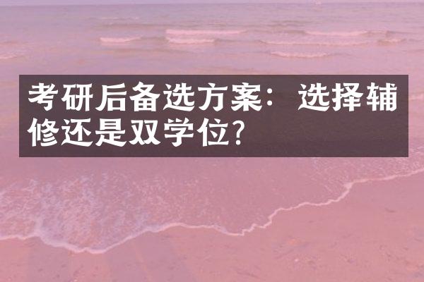 考研后备选方案：选择辅修还是双学位？