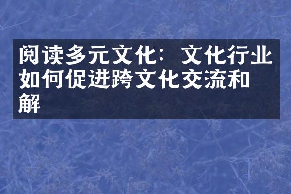 阅读多元文化：文化行业如何促进跨文化交流和理解