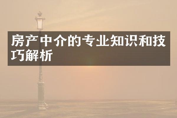 房产中介的专业知识和技巧解析