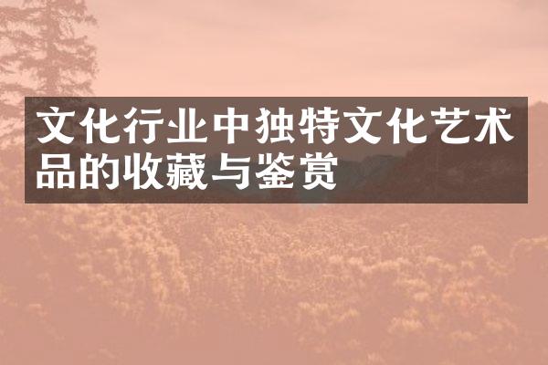 文化行业中独特文化艺术品的收藏与鉴赏