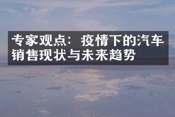 专家观点：疫情下的汽车销售现状与未来趋势