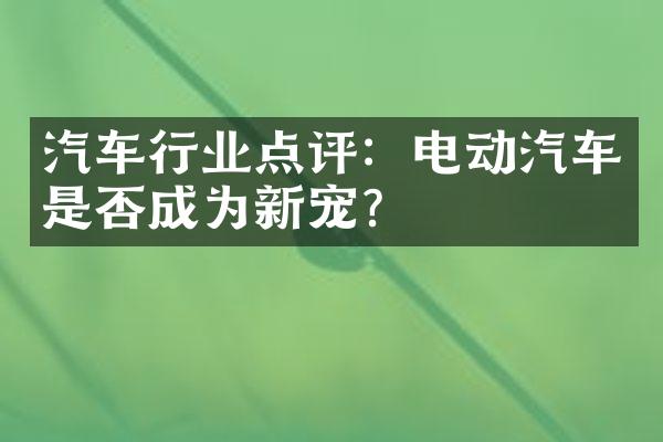 汽车行业点评：电动汽车是否成为新宠？