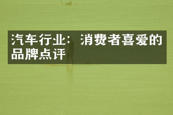 汽车行业：消费者喜爱的品牌点评