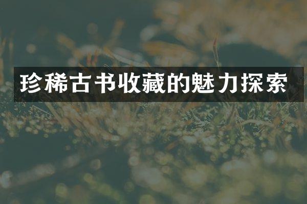 珍稀古书收藏的魅力探索