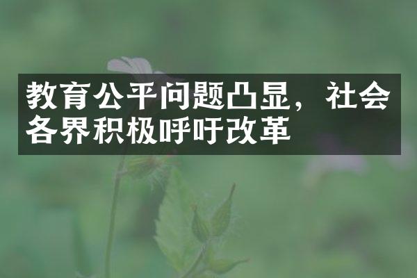 教育公平问题凸显，社会各界积极呼吁