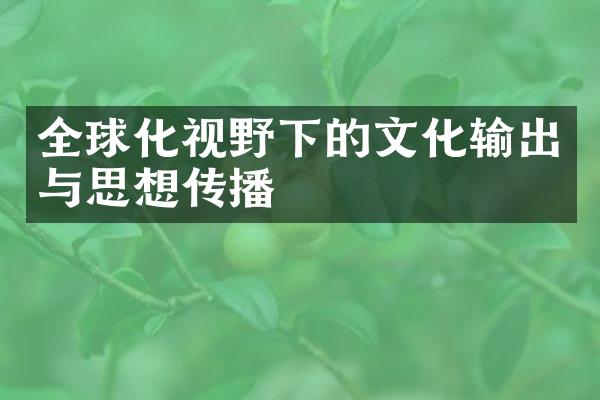 全球化视野下的文化输出与思想传播