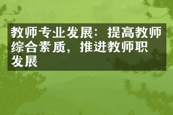 教师专业发展：提高教师综合素质，推进教师职业发展