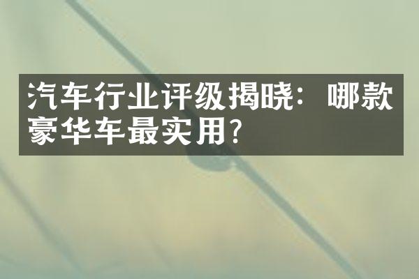 汽车行业评级揭晓：哪款豪华车最实用？