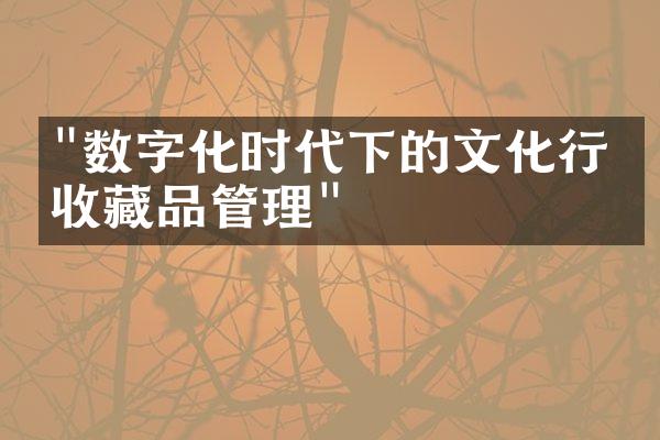 "数字化时代下的文化行业收藏品管理"