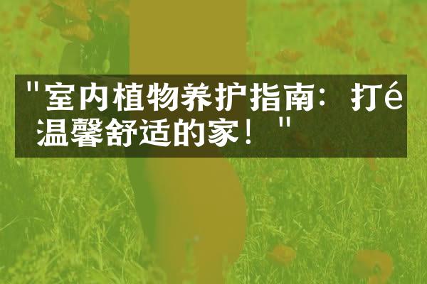 "室内植物养护指南：打造温馨舒适的家！"