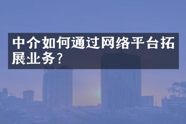 中介如何通过网络平台拓展业务？