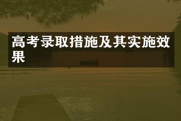 高考录取措施及其实施效果