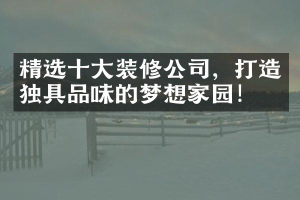 精选十大装修公司，打造独具品味的梦想家园！