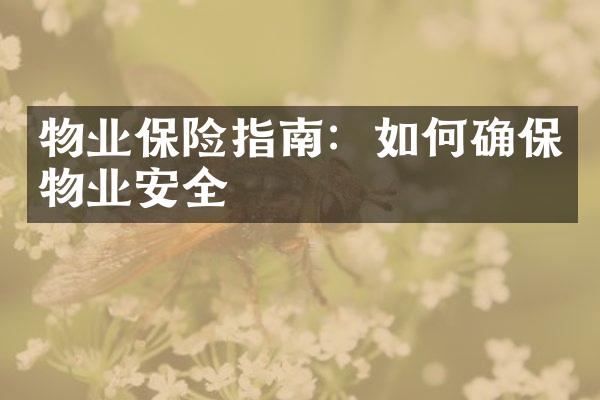 物业保险指南：如何确保物业安全