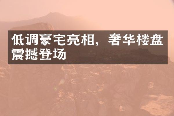 低调豪宅亮相，奢华楼盘震撼登场