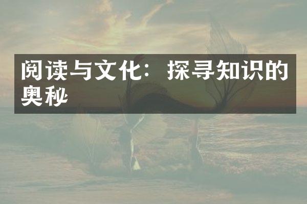 阅读与文化：探寻知识的奥秘