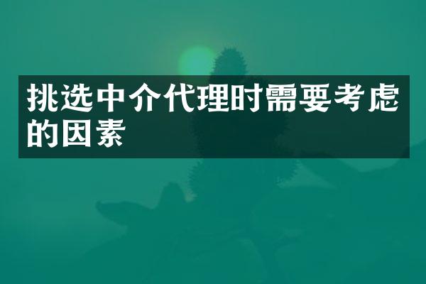 挑选中介代理时需要考虑的因素