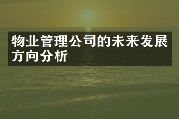 物业管理公司的未来发展方向分析