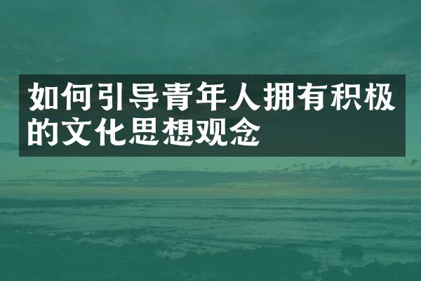 如何引导青年人拥有积极的文化思想观念