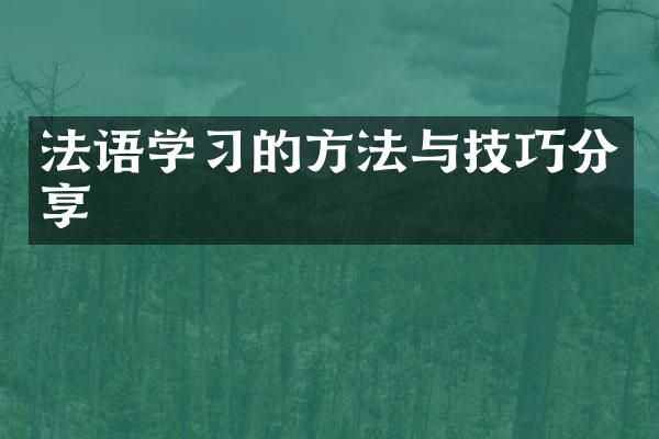 法语学习的方法与技巧分享