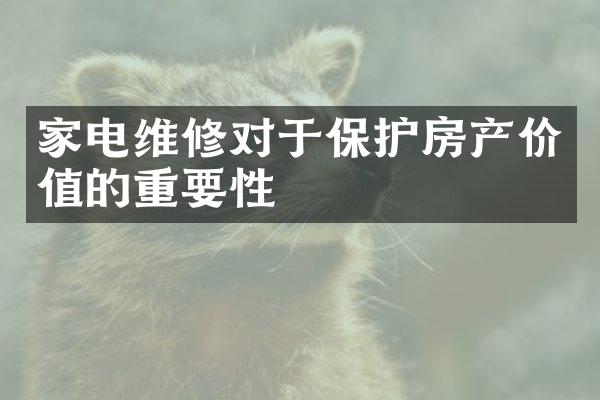 家电维修对于保护房产价值的重要性