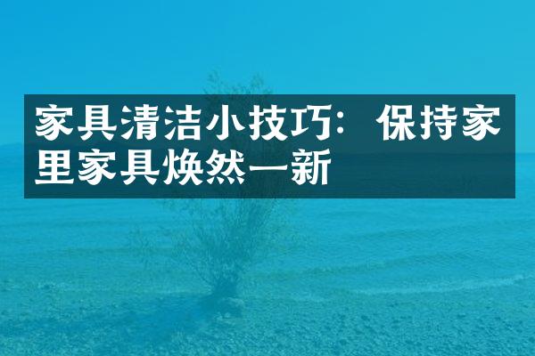 家具清洁小技巧：保持家里家具焕然一新