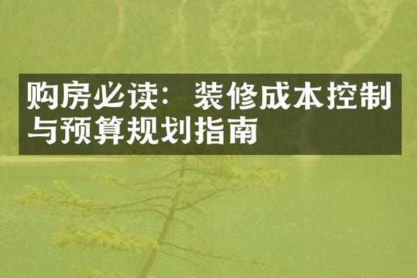 购房必读：装修成本控制与预算规划指南