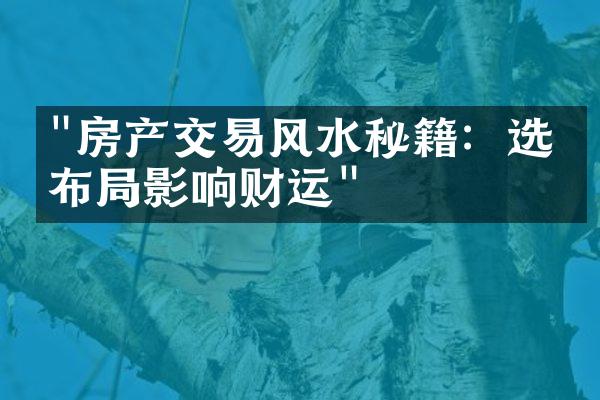 "房产交易风水秘籍：选址布局影响财运"