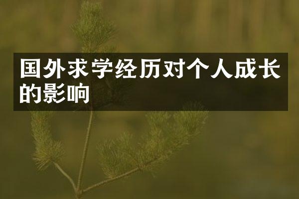 国外求学经历对个人成长的影响