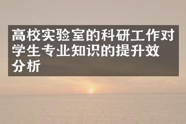 高校实验室的科研工作对学生专业知识的提升效果分析