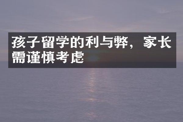 孩子留学的利与弊，家长需谨慎考虑