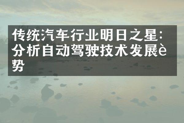 传统汽车行业明日之星：分析自动驾驶技术发展趋势