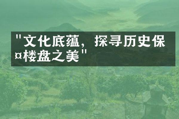 "文化底蕴，探寻历史保护楼盘之美"