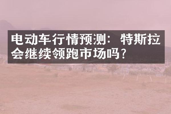 电动车行情预测：特斯拉会继续领跑市场吗？