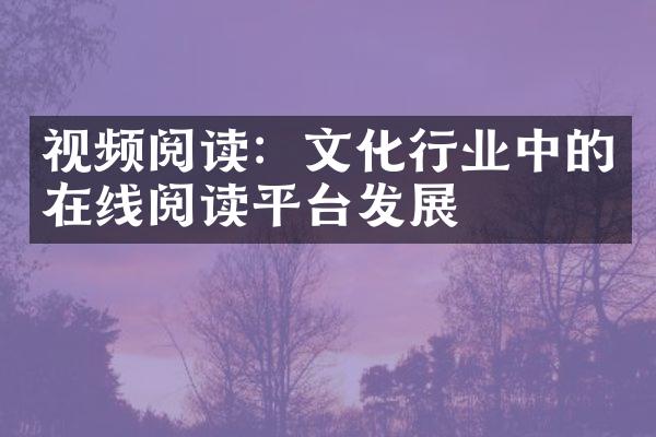 视频阅读：文化行业中的在线阅读平台发展