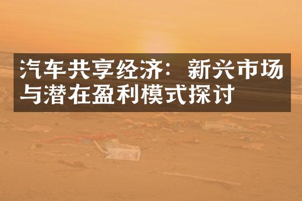 汽车共享经济：新兴市场与潜在盈利模式探讨