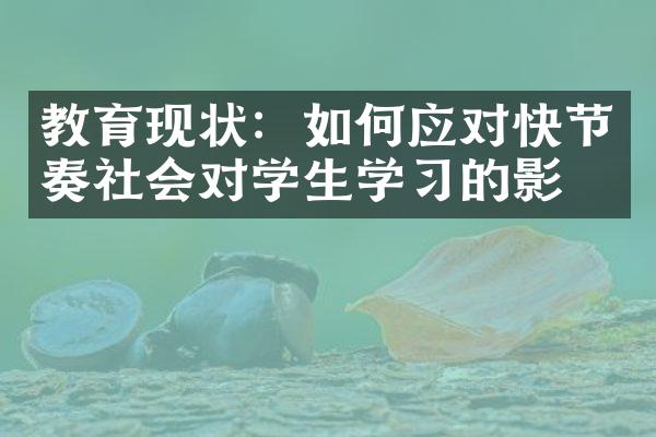 教育现状：如何应对快节奏社会对学生学习的影响