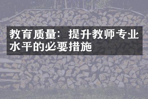 教育质量：提升教师专业水平的必要措施