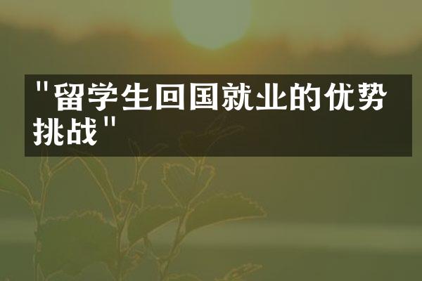 "留学生回国就业的优势和挑战"