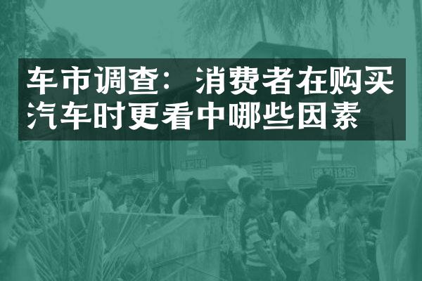 车市调查：消费者在购买汽车时更看中哪些因素？