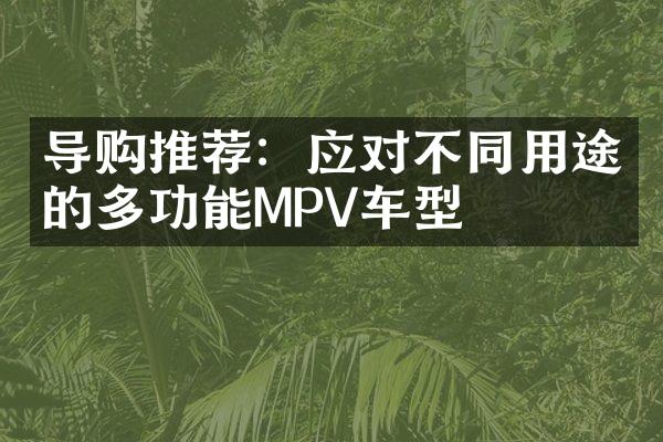 导购推荐：应对不同用途的多功能MPV车型