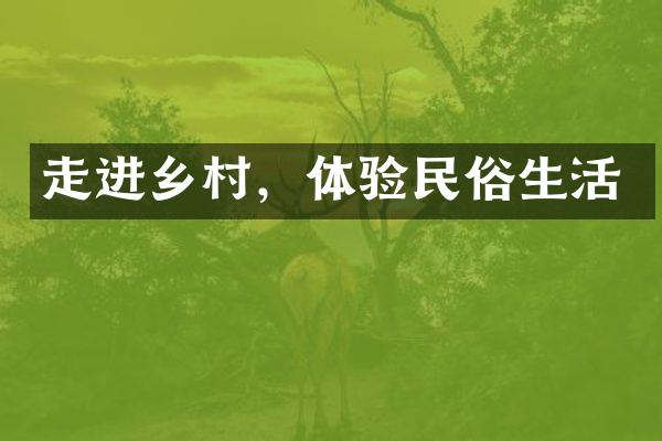 走进乡村，体验民俗生活