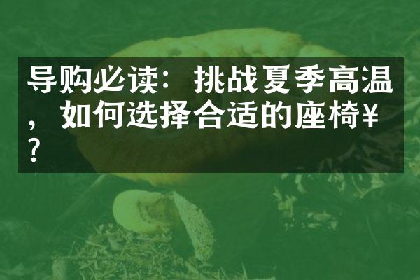 导购必读：挑战夏季高温，如何选择合适的座椅套？