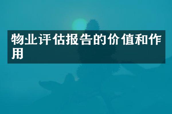 物业评估报告的价值和作用