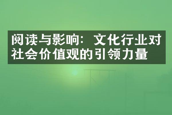 阅读与影响：文化行业对社会价值观的引领力量