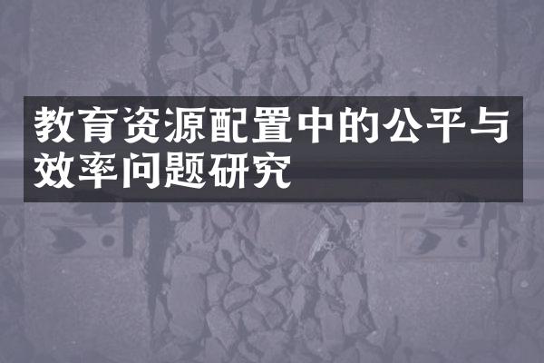 教育资源配置中的公平与效率问题研究