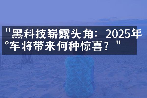 "黑科技崭露头角：2025年新车将带来何种惊喜？"