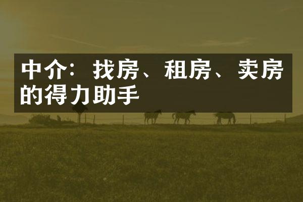 中介：找房、租房、卖房的得力助手